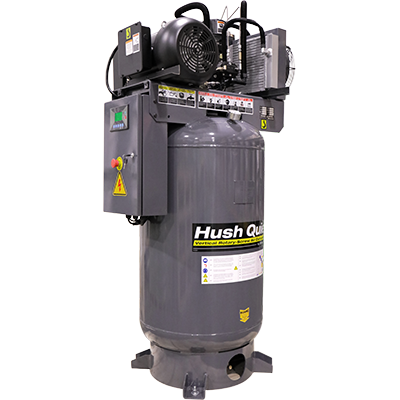 Vertical rotary screw air compressor with an 80-gallon tank